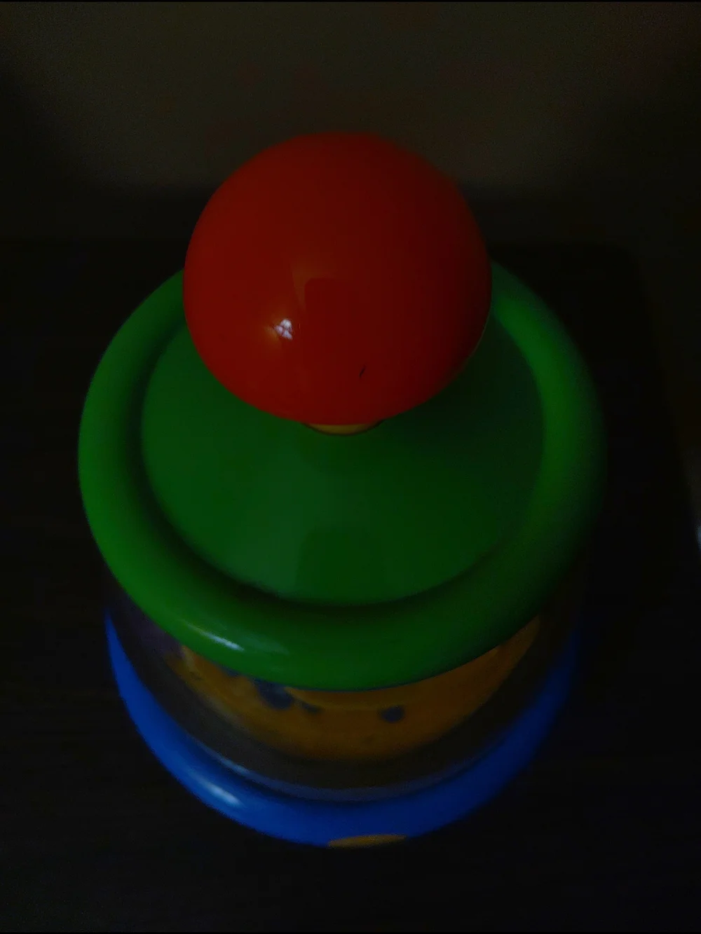 Infantino Colorful Spinning Ball Pop Toy - Green, Blue, Yellow, Orange - Vintage